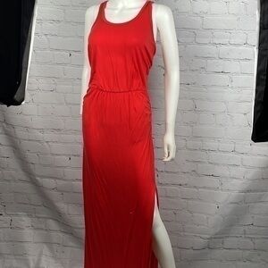 UEC Splendid pinky red maxi dress slit on side medium